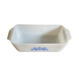 Vintage Anchor and Hocking Fire King Loaf Ovenware 1QT Milk glass Floral
